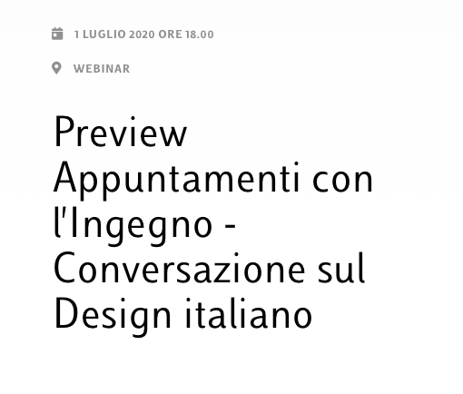 Appuntamenti con l'Ingegno - Conversazione sul Design italiano